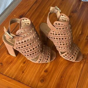 Qupid Tan Cutout Heeled Sandals